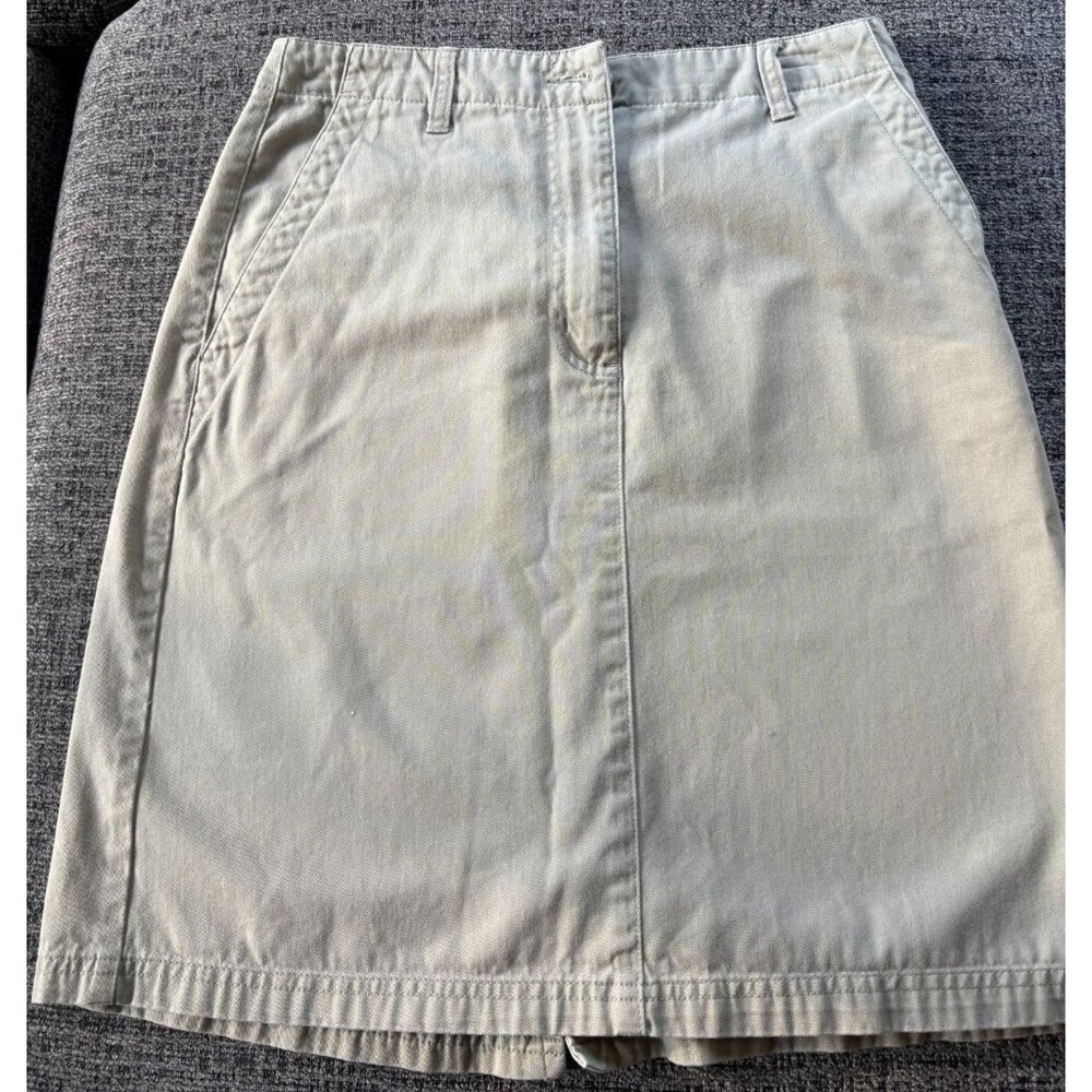 LL Bean Khaki Chino Skirt Womens 6 Reg Cotton Twill Tan Mini Above Knee 0DMJ5